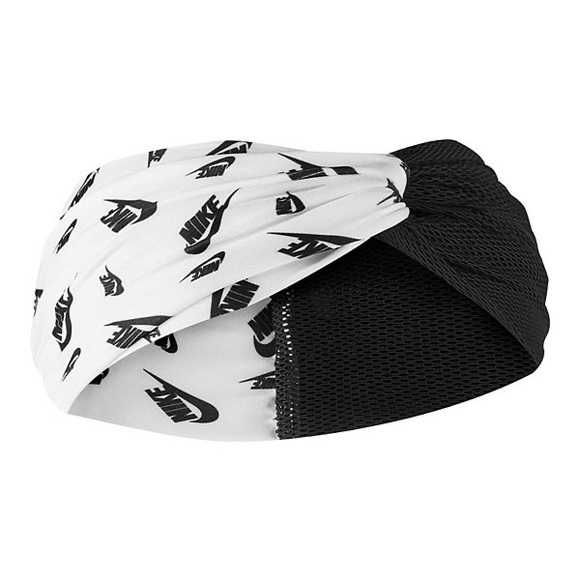Nike Accessories - NWT Nike Black Mesh & White Logo Print Twist Knot Headband